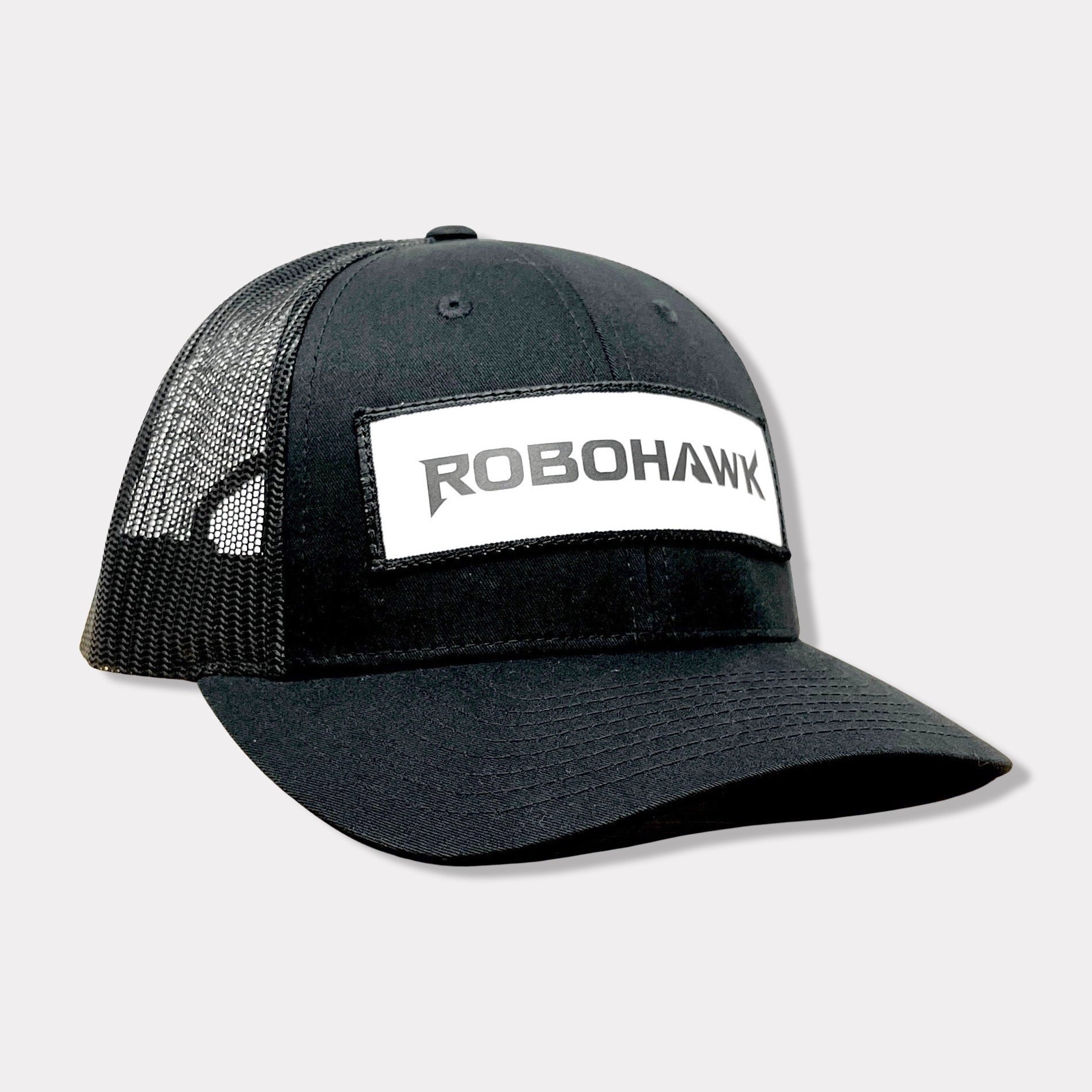 ROBOHAWK BLACK HAT WITH WHITE PATCH - Robohawk